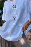 Izi Cheesecloth Button Tee White